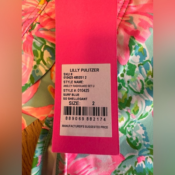 NWT Lilly Pulitzer UPF 50+ Girls Ansley Rashguard Set So Shellegant Size 2 - Picture 4 of 5
